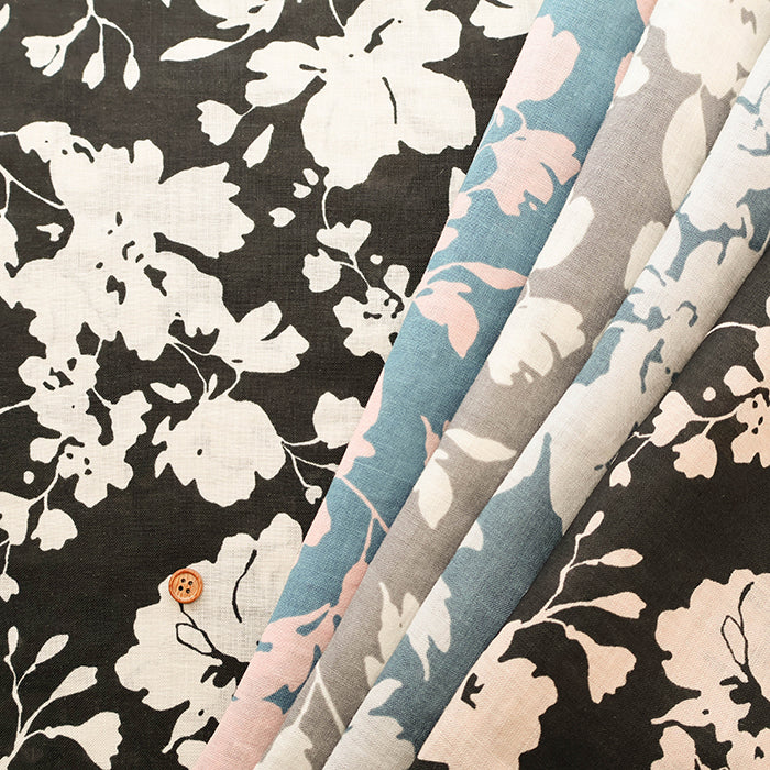 Angel Soft Finish Linen Print Fabric - Flower - nomura tailor