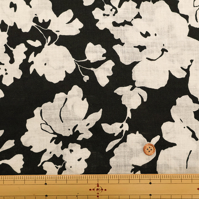 Angel Soft Finish Linen Print Fabric - Flower - nomura tailor