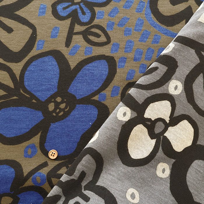 Tencel Reversible Knit Print Fabric - Big Flower - nomura tailor