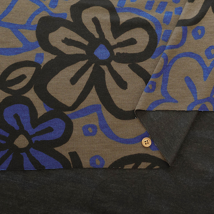 Tencel Reversible Knit Print Fabric - Big Flower - nomura tailor