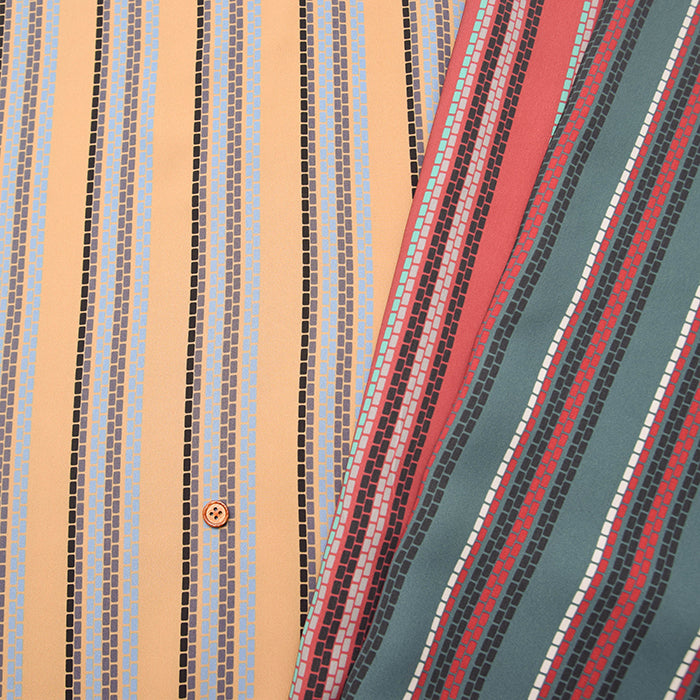 Polyester High-de Chine Satin Print Fabric - Stripe - nomura tailor