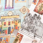 Cotton Chiffon Georgette Print Fabric - World Stamp - nomura tailor