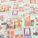 Cotton Chiffon Georgette Print Fabric - World Stamp - nomura tailor