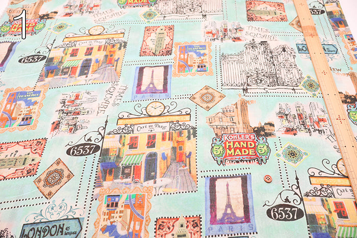 Cotton Chiffon Georgette Print Fabric - World Stamp - nomura tailor