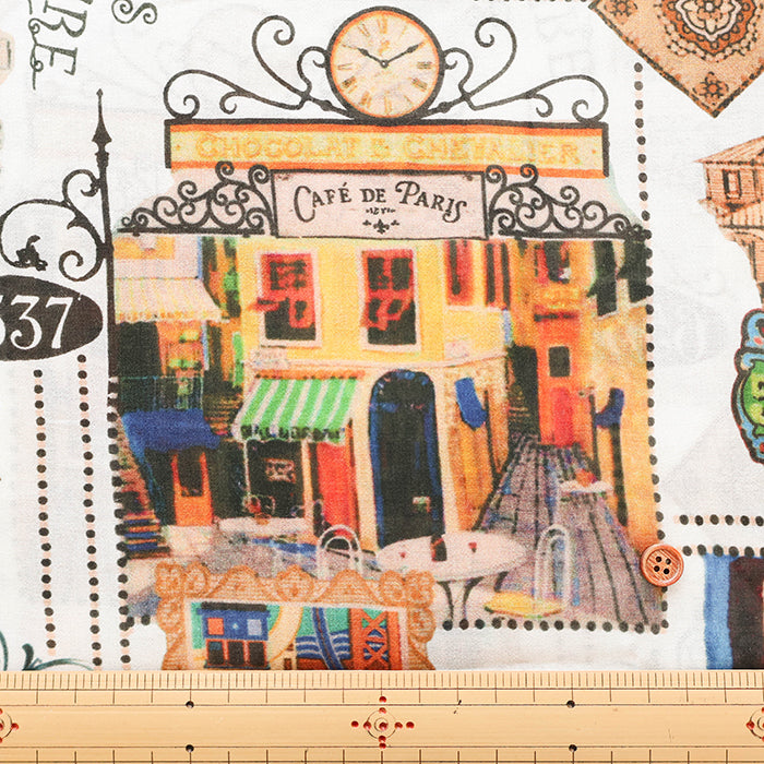Cotton Chiffon Georgette Print Fabric - World Stamp - nomura tailor
