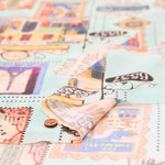 Cotton Chiffon Georgette Print Fabric - World Stamp - nomura tailor