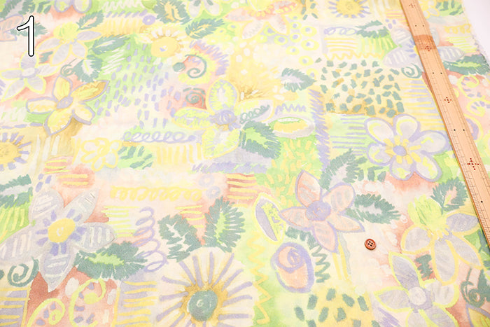 Cotton Chiffon Georgette Print Fabric - Art Flower - nomura tailor