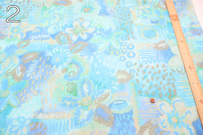 Cotton Chiffon Georgette Print Fabric - Art Flower - nomura tailor