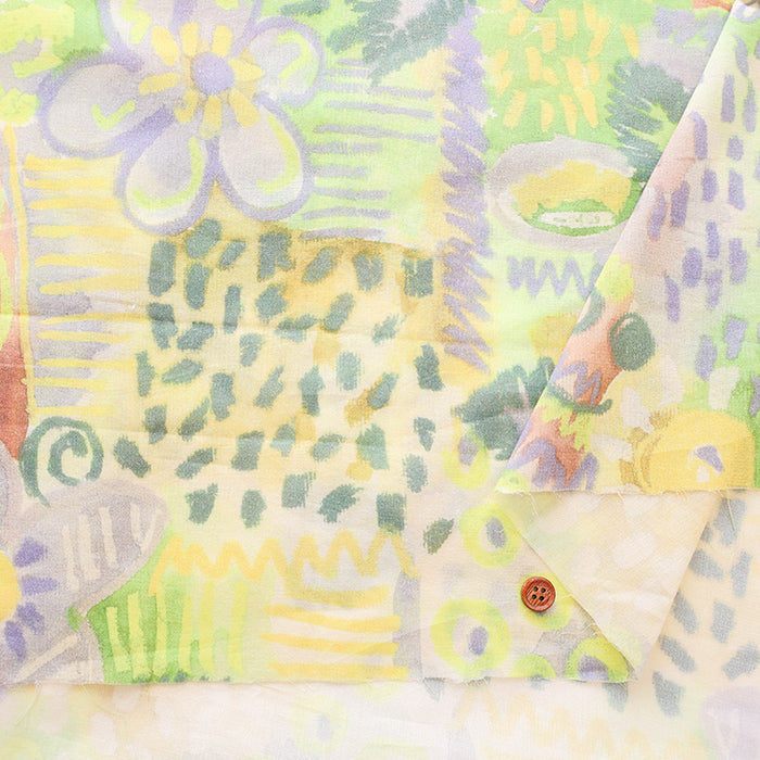 Cotton Chiffon Georgette Print Fabric - Art Flower - nomura tailor