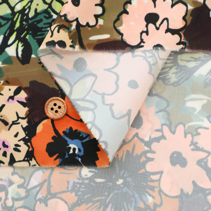 Polyester Crepe de Chine Transfer Print Fabric - Flower - nomura tailor