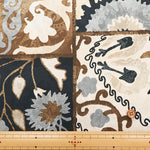 Polyester Crepe de Chine Transfer Print Fabric - Tile Flower - nomura tailor