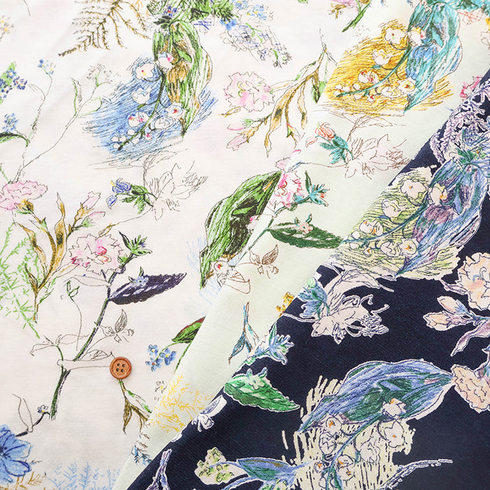 handmadeオーダー生地Ｃ Cotton 30SZ Jersey Knit Printed Fabric - Botanical | nomura tailor