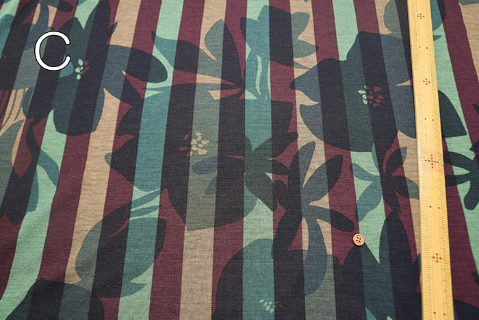 Lyocell Reversible Knit Print Fabric – Stripe Flower - nomura tailor