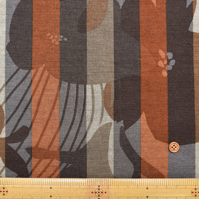 Lyocell Reversible Knit Print Fabric – Stripe Flower - nomura tailor