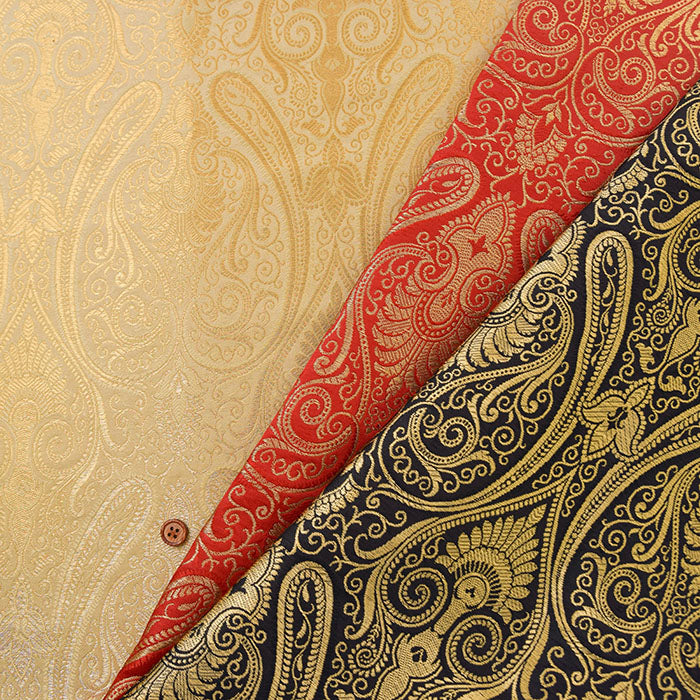 Made in India Lamé Jacquard Fabric - Paisley - nomura tailor