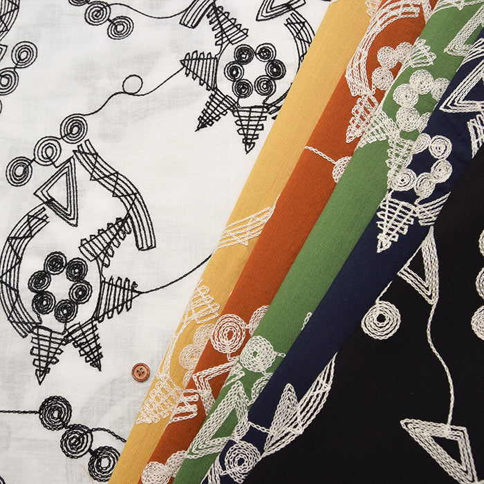 Vietnamese Slub Cotton Embroidered Fabric - nomura tailor