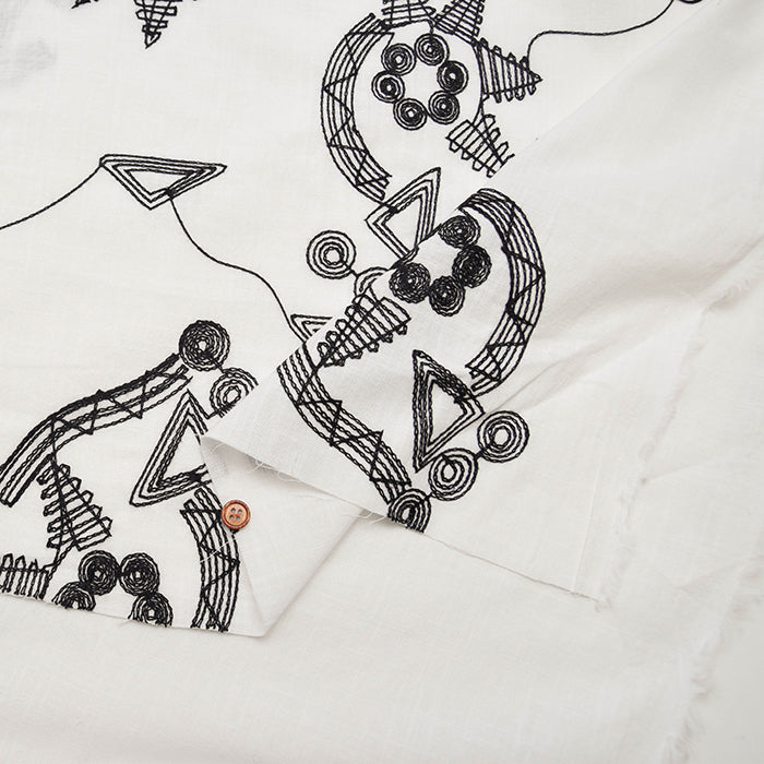 Vietnamese Slub Cotton Embroidered Fabric - nomura tailor