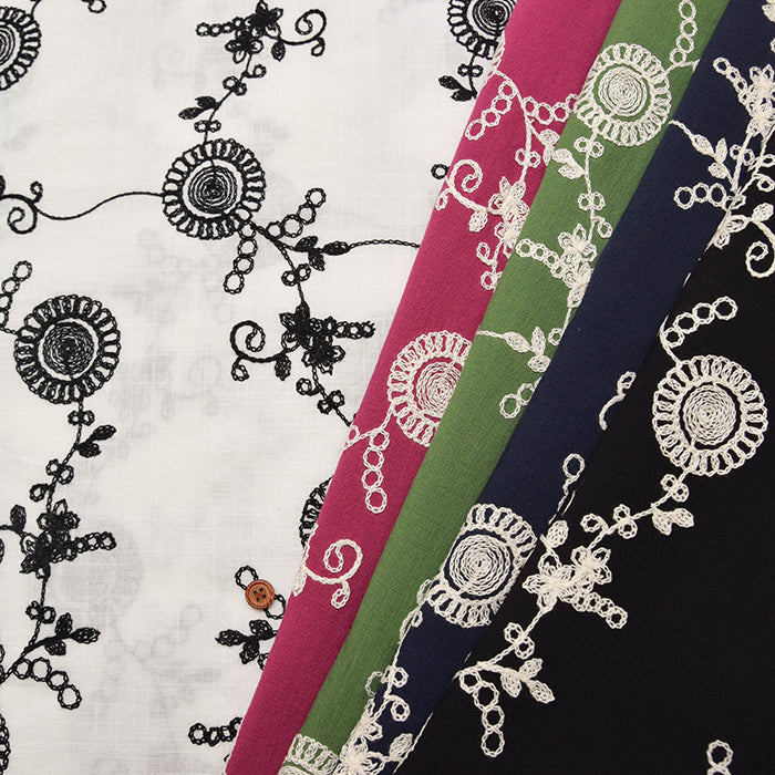 Vietnamese Slub Cotton Embroidered Fabric - nomura tailor
