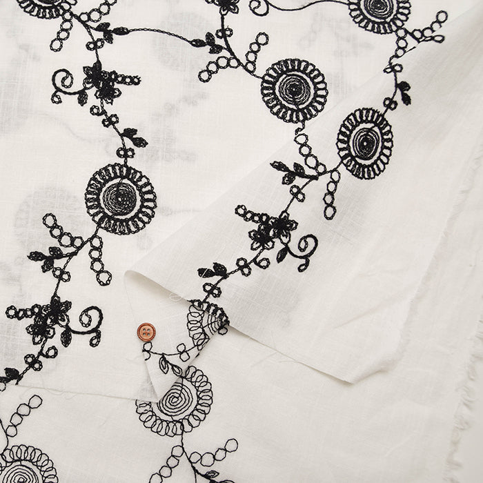 Vietnamese Slub Cotton Embroidered Fabric - nomura tailor