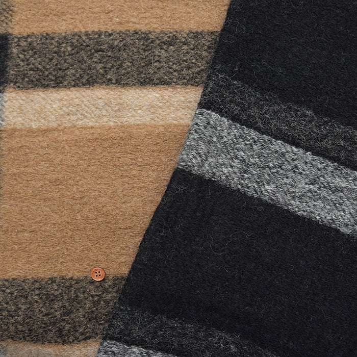 Italy-Made One-Sided Fringed Check Fabric - nomura tailor