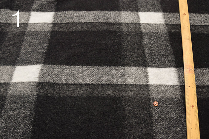 Italy-Made One-Sided Fringed Check Fabric - nomura tailor