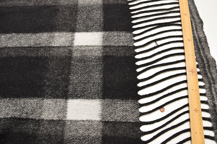 Italy-Made One-Sided Fringed Check Fabric - nomura tailor
