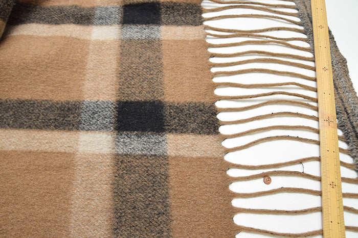 Italy-Made One-Sided Fringed Check Fabric - nomura tailor