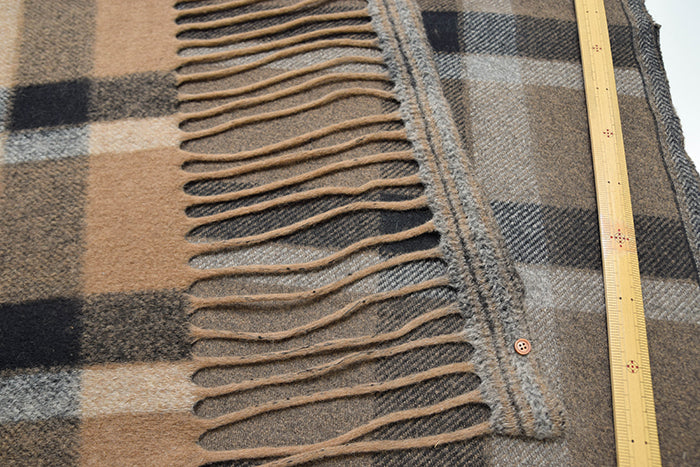 Italy-Made One-Sided Fringed Check Fabric - nomura tailor