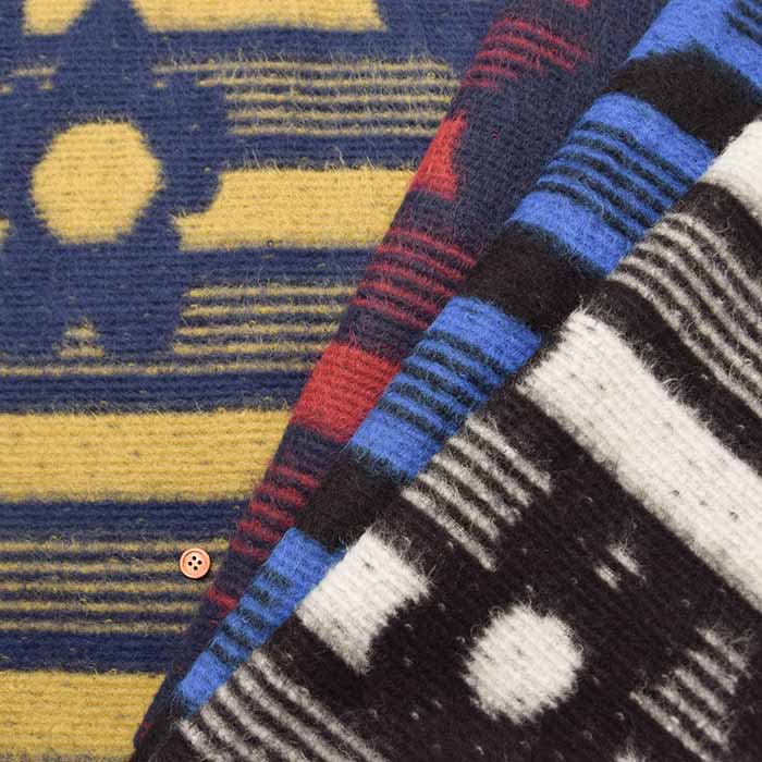 Made in Italy Brushed Pile Jacquard Fabric - Border Flower - nomura tailor