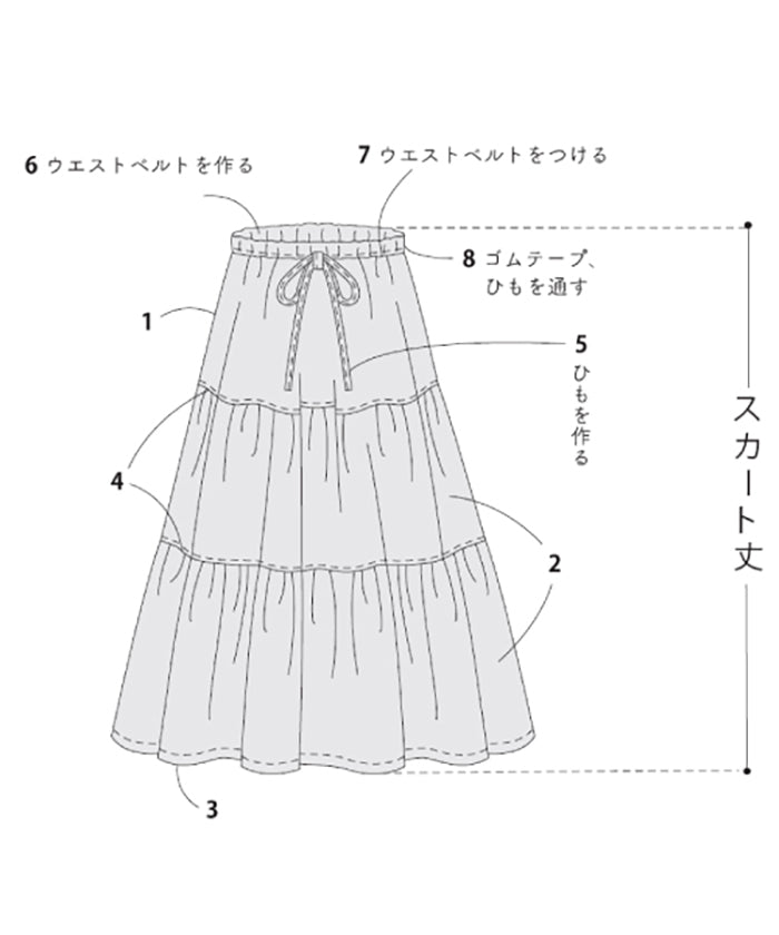 Sewing Pattern - 3-tiered Tiered Skirt - nomura tailor