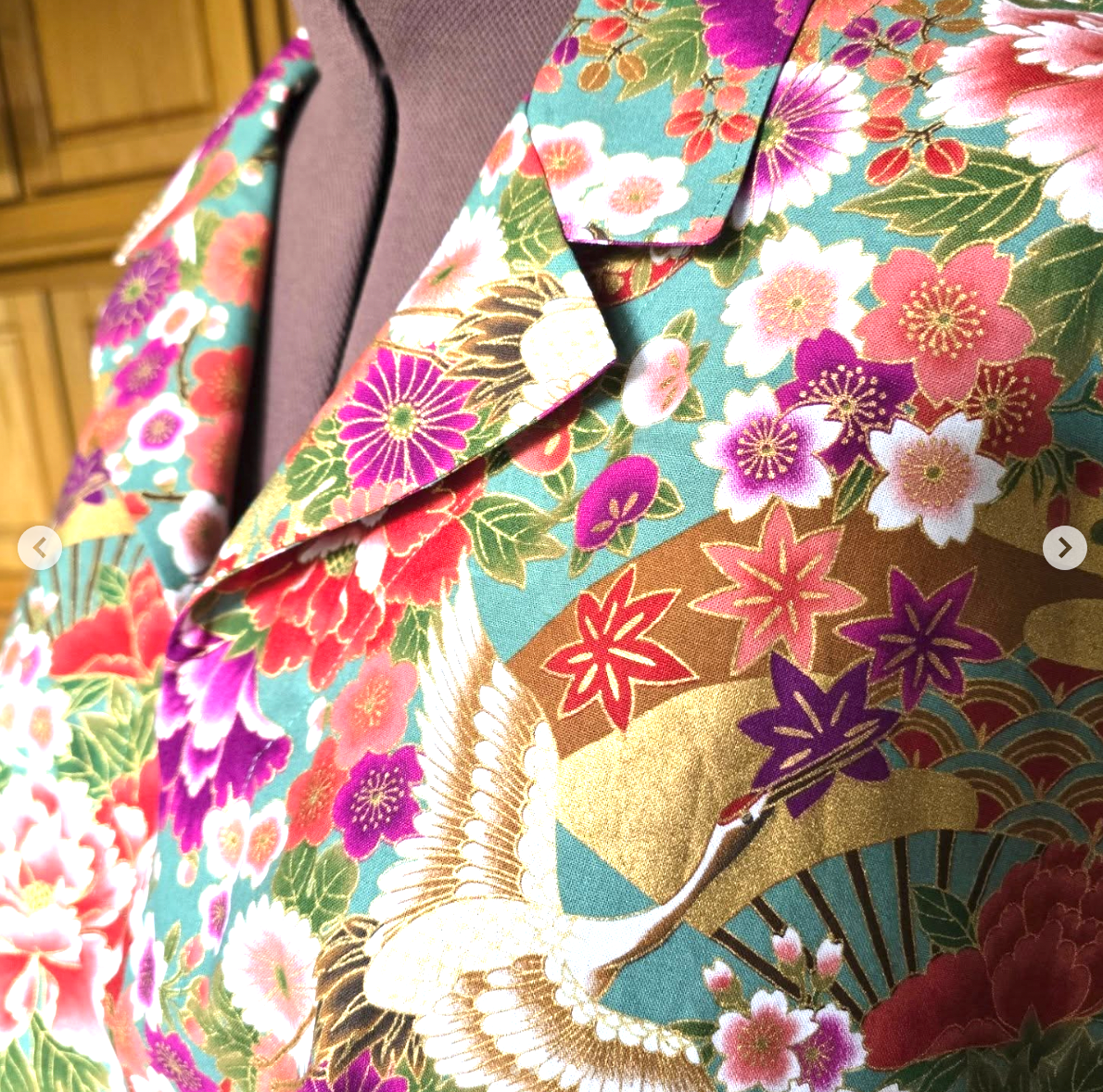 Cotton Muslin Print Fabric – Japanese-style Cranes - nomura tailor