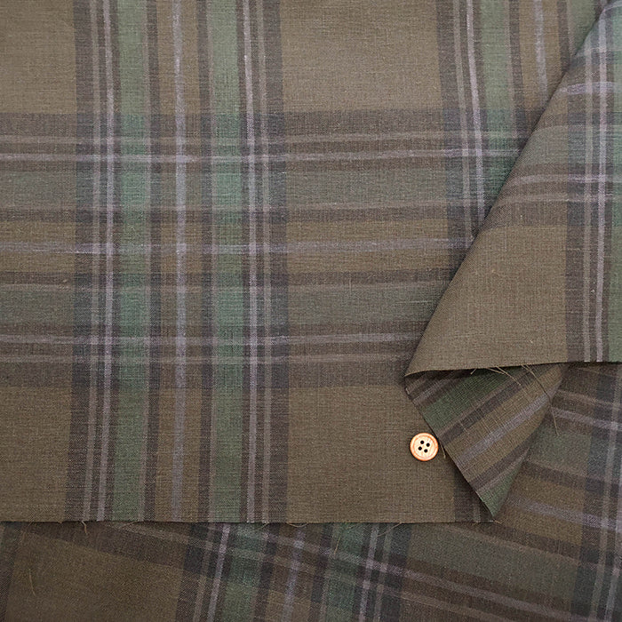 Linen Overdyed Fabric - Check - nomura tailor