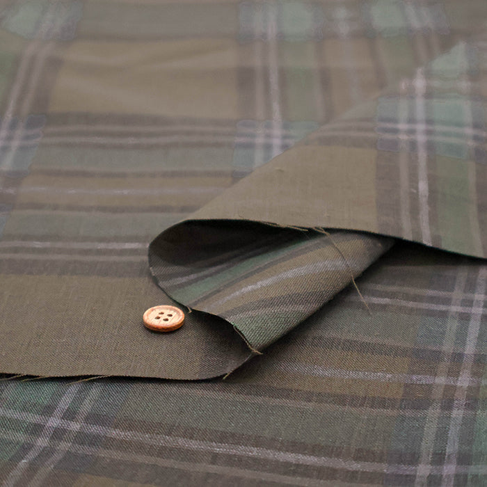 Linen Overdyed Fabric - Check - nomura tailor