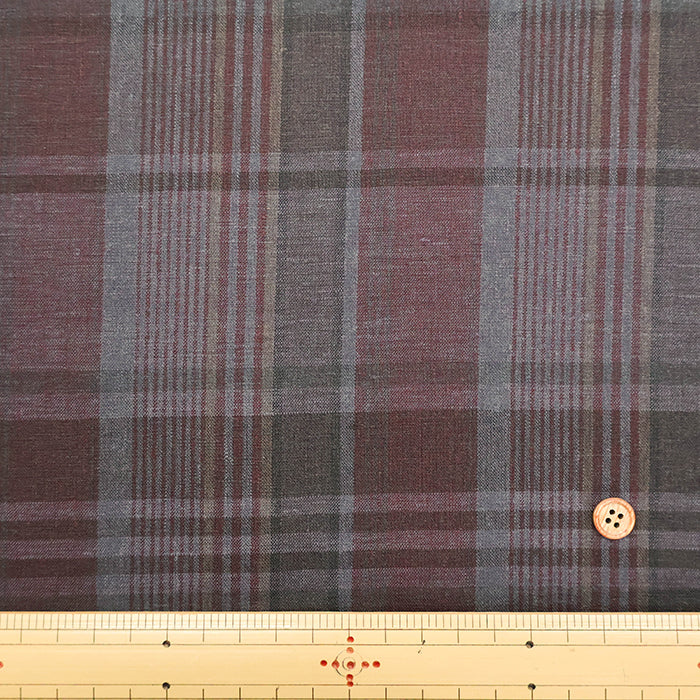 Linen Overdyed Fabric - Check - nomura tailor