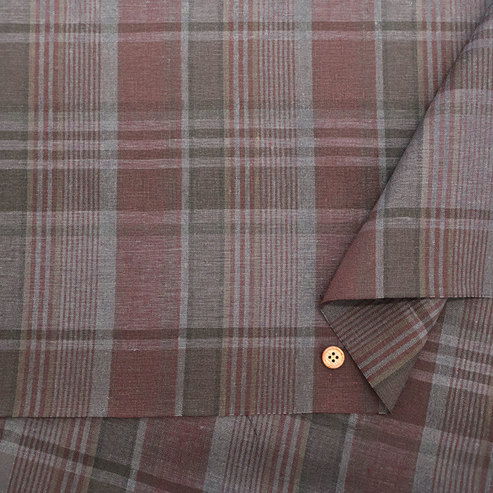 Linen Overdyed Fabric - Check - nomura tailor