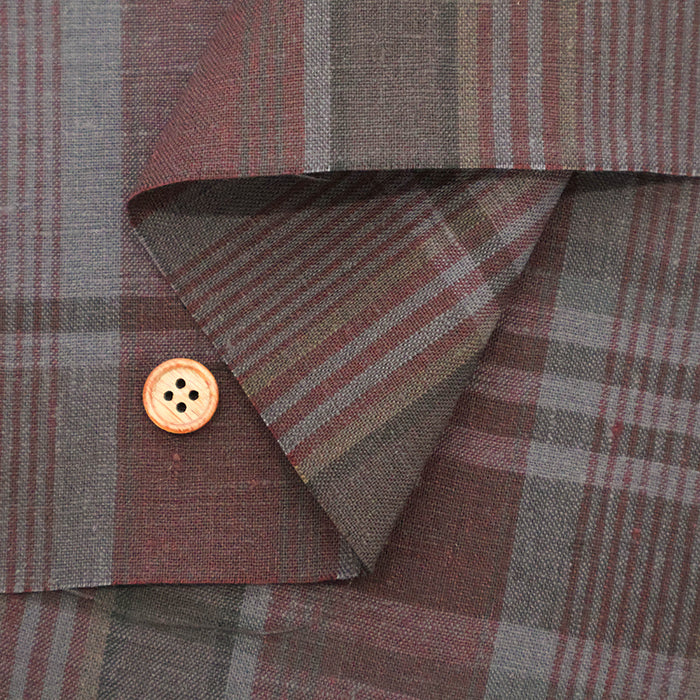 Linen Overdyed Fabric - Check - nomura tailor