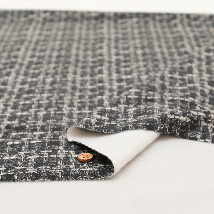 Nylon Brushed-Back Tweed-Style Knit Print Fabric - nomura tailor