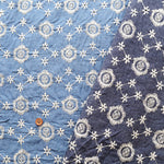 Cotton Indigo Light Denim Embroidery Lace Fabric - nomura tailor