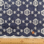 Cotton Indigo Light Denim Embroidery Lace Fabric - nomura tailor