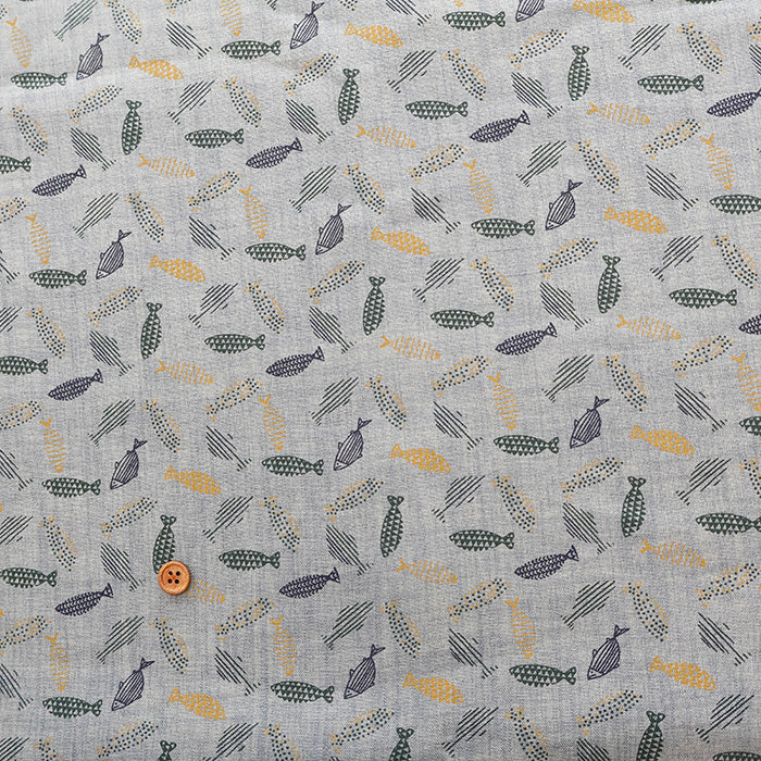 Linen Print Fabric - Fish - nomura tailor