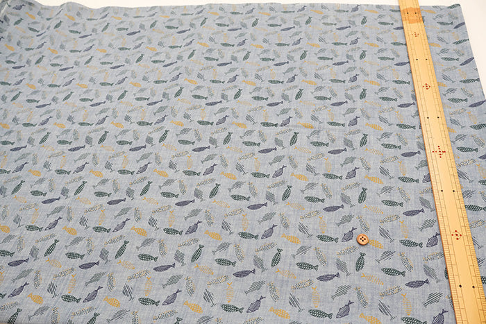 Linen Print Fabric - Fish - nomura tailor