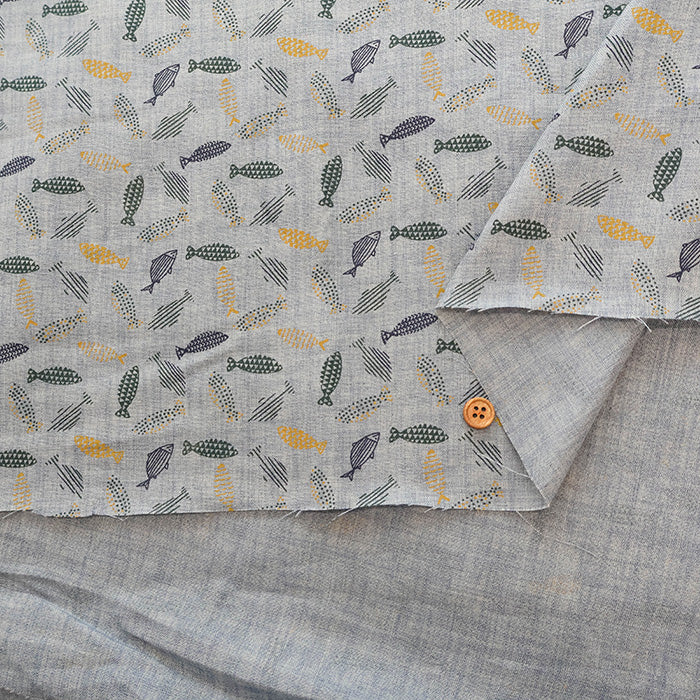 Linen Print Fabric - Fish - nomura tailor