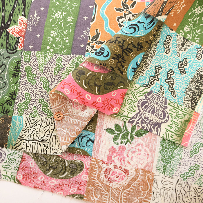 Double Width Linen Print Fabric - nomura tailor