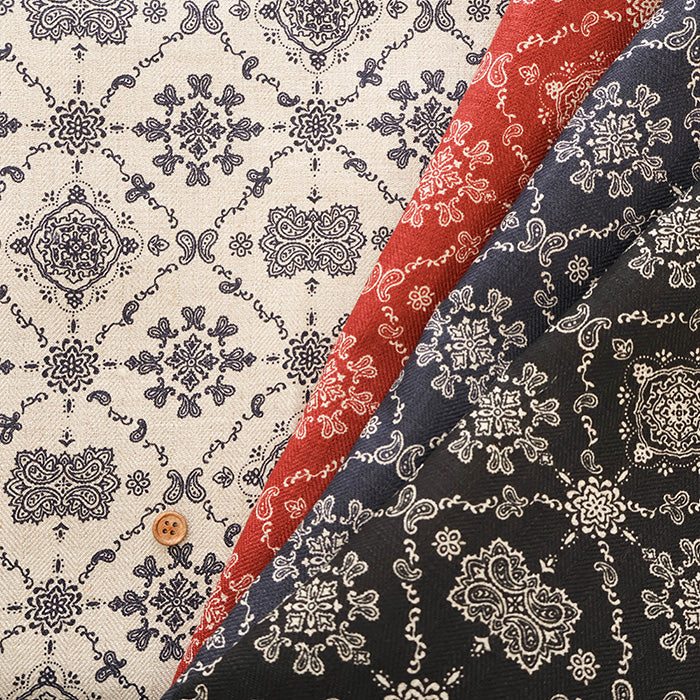 40 Linen Herringbone Fabric - Bandana Pattern - nomura tailor