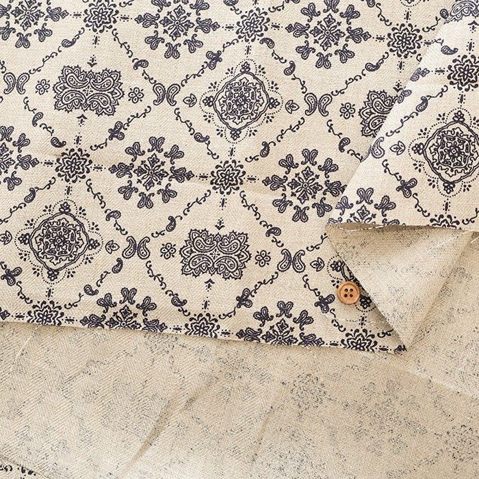 40 Linen Herringbone Fabric - Bandana Pattern - nomura tailor