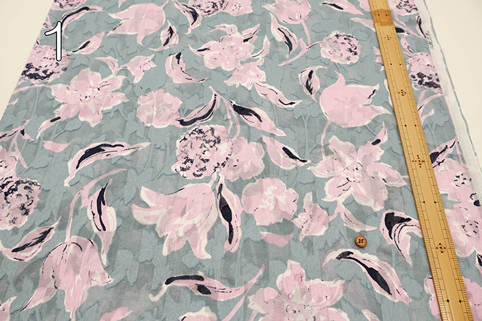 Cotton Cut Jacquard Print Fabric - Flower - nomura tailor