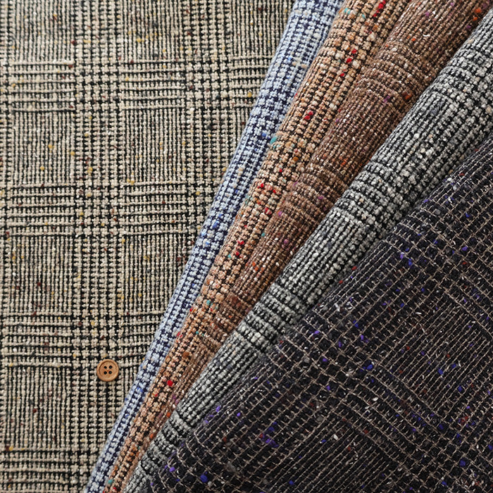 Wool Nep Glen Check Pattern Fabric - nomura tailor