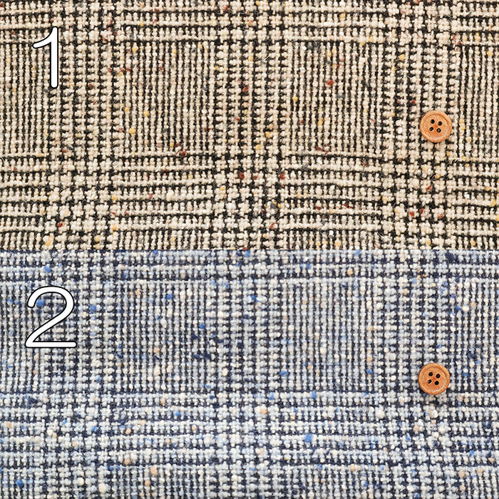 Wool Nep Glen Check Pattern Fabric - nomura tailor