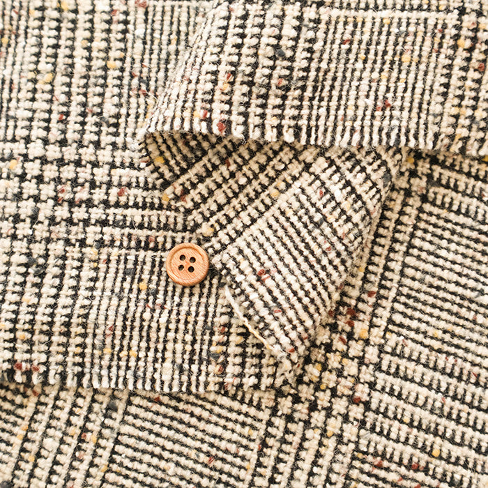 Wool Nep Glen Check Pattern Fabric - nomura tailor