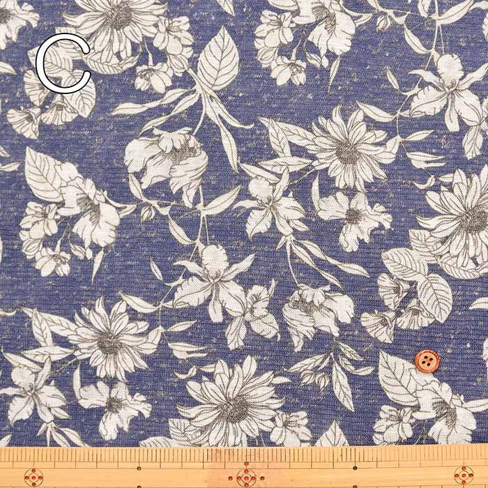 Easy Linen Knit Print Fabric - Flower - nomura tailor